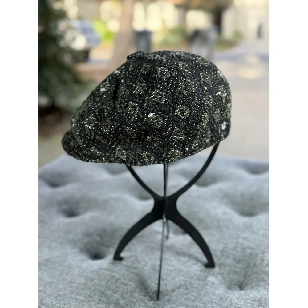 Goorin‎ Bros Woolrich Flat Cap Hat S/M Green Tweed Wool Blend Newsboy Beret USA